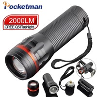 1Pcs Portable Waterproof Aluminum CREE Q5 1000LM LED Flashlight 3 Modes Zoomable Torch lights For Camping Bike Outdoor lighting