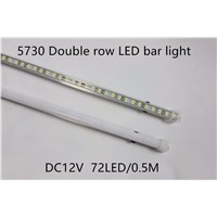 10pcs/lot 72leds 5730 led Bar Light Hard Rigid strip Double Row Non waterproof 12V 12mm PCB 72leds/0.5m more bright then 5630