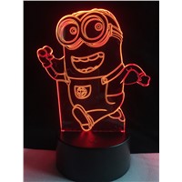 New Fashion Lovely 7 Color Changing Colorful Night Light Illusion Running Minions Touch Toy Lamp Friend &amp;amp;amp; Children Gift Lighting