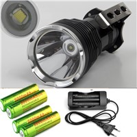 3500lM Portable Led Searching Lamp Cree T6 Long Range Led Flashlight Caving Light Flash Light Torch +4x18650 battery +charger