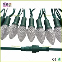 Wholesale price 500nodes addressable RGB C7/C9 DC12V WS2811 LED Christmas pixel string light all GREEN wire waterproof IP68