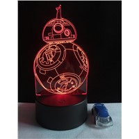 Star war Sleep Kid Light Bulb BB 3D USB Led night light 7 color Christmas touch kidchildren livingbedroom table/desk Lamp light