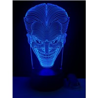 Newest Novelty 7 Color Changing 3D Clown LED Night Light Acrylic Colorful Gradient Atmosphere Illusion Lamp Friend &amp;amp;amp; Family Gift