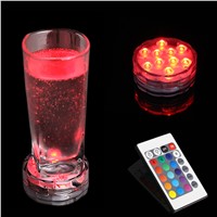 RGB 10 Led Submersible Light Battery Operated Waterproof Swimming Pool Wedding Party Piscina Pond Vase Base Floral Lightings