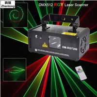 Remote DMX512 200mW RGY Laser Stage Lighting Scanner Effect Dance DJ Disco Party Show Light Xmas Projector Lights