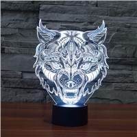 Lion Face Night lighting 7 Color Changing Animal Led Night Lights 3D LED Desk Table Lamp as Home Decoration