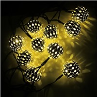 10 Balls Moroccan String Lights Solar outdoor Powered LED Fairy Lights Christmas wedding decorative lights lumineuse guirlande