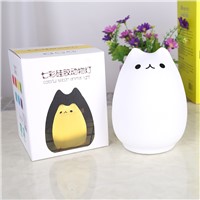 Cat Light Color Changing Silicone Cat Night Lights Bedside Lamp 2 Modes Children Cute Night Lamp Christmas Bedroom Light J