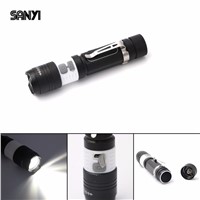 Pocket 3 Modes USB Rechargeable Flashlight 18650 With Clip Adjustable Focus Range Tactical Torch Light High Quality