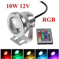 10W DC 12V Underwater RGB Waterproof LED Pool Light With Control Spot Light