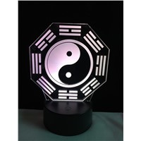 Chinese Prediction Feng Shui Taiji Bagua Lamp Yin Yang Tai Chi Night Light Home Office Table Deco Lamp Night Light Friend Gifts