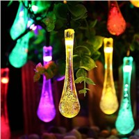 20 LED Solar Powered String Lights Water Drop LED Motion Sensor Light for Patio Yard Garden Christmas Party Festival Decoration