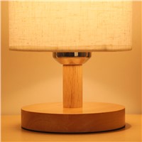 Modern Nordic Elegant Wood Fabric Led E27 Dimmerable Table Lamp For Bedroom Bedside Living Room Night Light Deco 2329