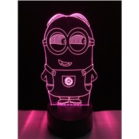 Novelty 3D Minions Night Light LED Table Lamp Touch Desk Lighting Colorful For Child Baby Gift Birthday Party Bedroom Home Deco