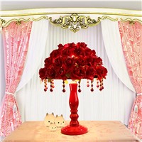 Warm romantic Red flower petal table lamp European wedding decoration lamp creative home decoration lamp