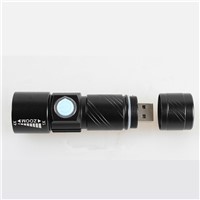 Mini LED Flashlight ZOOM 5W 800LM 3 Modes Zoomable Torch USB Flash light For Outdoor Sports with built-in 16340 batteries