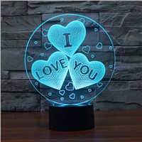 Magical Optical Illusion 3D LED I Love You Night Light USB Table Lamp Atmosphere Light with Touch Switch Valentine&amp;amp;#39;s Day  Gift