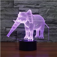 Creative 3D light Elephant Night Light 7 Color Change Acrylic LED Table Lamp USB light Bedroom as Gift for DecorationIY803454