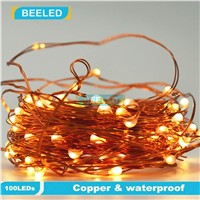 Flexible Copper LED Strip Lights Battery Powered Wire 10M 100 leds Waterproof Outdoor Christmas lighting clear battery box