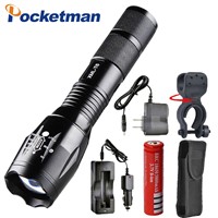7200 Lumens 5-Mode CREE T6 LED Flashlight with charger Zoomable rechargeable Focus Light Torch Lantern by 1*18650 or 3*AAA