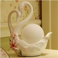 A1 Creative wedding red warm bedroom nightstand lamp utility Swan high-end European wedding room wedding gift FG519