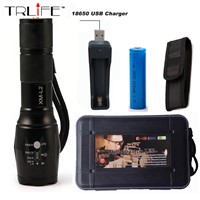 LED CREE XM-L2 T6 Flashlight 6000 Lumens Torch 5 modes Light Zoomable Tactical Flashlight Lamp + 18650 Battery  + USB Charger