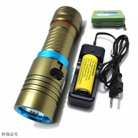 New 2000 Lumens Cree XM-L2 LED Diving Flashlight Torch 100M Underwater Waterproof Scuba Lantern + 26650 Battery + Charger+box