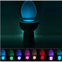 New 8 Color LED Night Light Motion Sensor Automatic Toilet Hanging Light Bowl with Color Setting AAA Battery-Operated