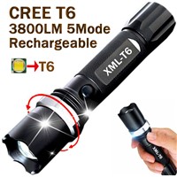 2017 New CREE XML T6 Led Flashlight 3800LM Led Torch Zoomable Waterproof Tactical Flashlight lanterna for 1x18650 Camping Hiking