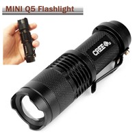 Handheld Flashlight!  2017 Black Portable LED Flashlight Torch Light with CREE Q5 2000LM 3Modes Zoomable Waterproof ,For camping