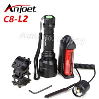 C8 Hunting Light Tactical flashlight CREE XM-L2 LED 1/5 mode  torch led Waterproof flashlight 18650 battery+Charger+Gun Mount
