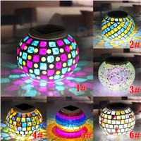 New Solar Powered Mosaic Glass Ball Garden Lights Colorful Changing Yard Balcony Lamps Waterproof Indoor Outdoor Light --M2