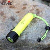 yupard Waterproof Flashlight Underwater Torch diver Lamp diving Q5 LED lantern yellow light 4*AA battery