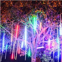 50cm LED Solar Light Meteor Shower Light Waterproof  Lamp Tube Festival Christmas Courtyard Tree Hanging Decoration Light FULI