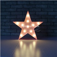 Lovely White/Yellow/Blue/Red/Pink Star Design LED Nightlight Decor Lamps LED light Marquee Sign Cartoon Kids Room Ornament