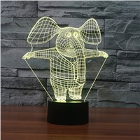 Creative Gift for children 3D light Elephant Night Light 7 Color Acrylic LED Table Lamp USB touch switch light Bedroom IY803557