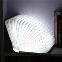USB Rechargeable Wooden Folding Desk LED Night Creative Foldable Pages Led Book Shape Night Light