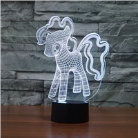 Novelty Gifts 7 Colors Changing cartoon horse touch sensor USB led nightlight Night Light 3D Bulb bedroom Lamp IY803528
