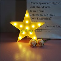 1 X Yellow Star Design 3D LED Night Light Plastic Table Lamp 2AA Battery Operated Baby Room Bedside Lights Gifts For Children