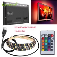 5V 5050 60SMD/M RGB LED Strip Light Bar TV Back Lighting Kit+USB Remote Control Flexible Lighting String Ribbon Tape Lamp
