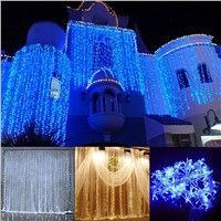 Hot 300Led Window Curtain Icicle Lights String Fairy Light Wedding Party Home Garden Decorations 3*3m EU Plug Homeshopping CLH