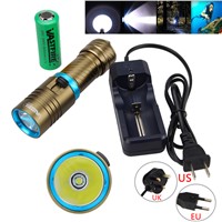 Waterproof 10000LM T6 LED Diving Scuba Flashlight Light Torch Camping Lanterna With Stepless dimming with 18650 Battery+Charger