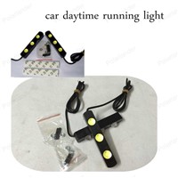 1 pair 3 LEDS ! 12V 8W Universal LED Car Daytime Running Light DRL White Auto Car LED Fog Light Lamp