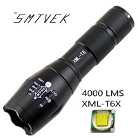 E17 LED XML Cree T6X Flashlight Waterproof Zoomable 5 Models Torch Aluminium Alloy LED Flashlight For 18650 or AAA Batteries