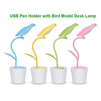 Touch Sensitive LED illumilite Desk Lamp Rechargeable USB Table Plant Night Light with Pencil Holder Good Gift for Students