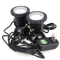 one driving two 36-LED Garden Pool Aquarium LED Underwatar Submersible Spot Light Lamp for Fountain Fish Pond Tank Water Garden