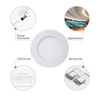 Ultra Thin Led Panel Light AC 110V 220V Ceiling Downlight Round LED Recessed Light Flat Lamp LED Panel Light 3w 6w 9w 12w 15w