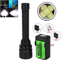 Underwarter 100m 15000Lm XM-L T6 LED Scuba Diving Flashlight Torch lamp +2*18650 Battery+ Charger