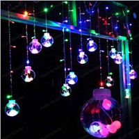 LED Christmas lights Indoor Curtain fairy string light Wedding Decoration Garland Round Ball Flasher Pisca EU 220V 2.8M 120leds