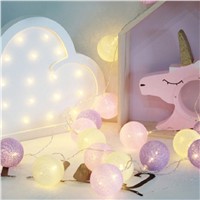 Pink and Purple color series Handmade Cotton Ball String Light 3M Bedroom Decorative Garland light with 20pcs Cotton Balls